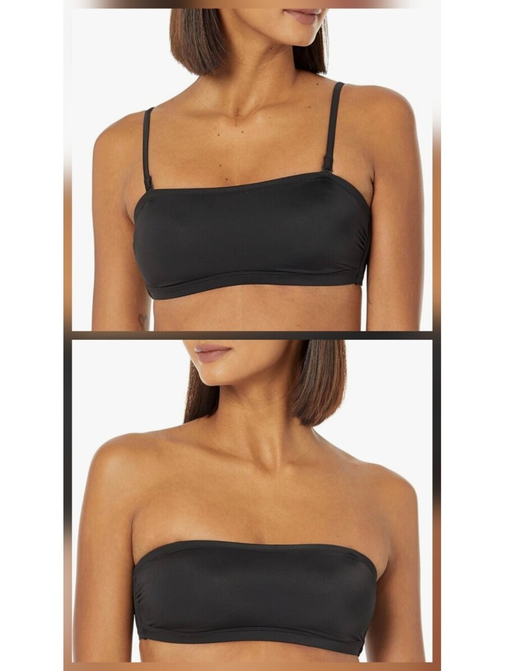 Amazon Essentials Women's Bikini Top Adjustable/Removable Straps Washed Black M